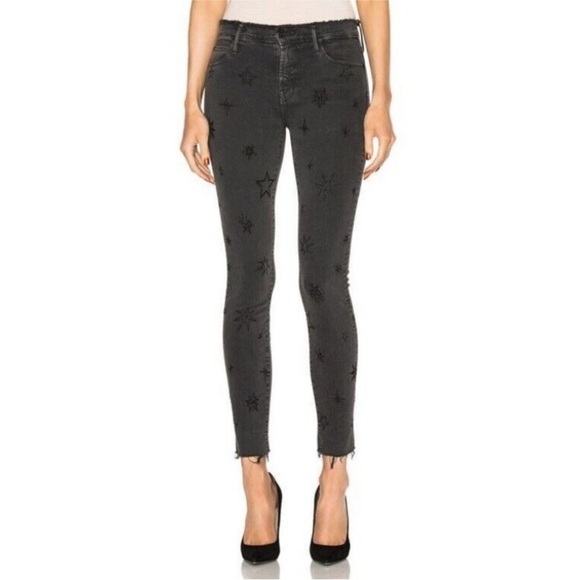 Mother The Double Fray Charmer Written in the Stars Embroidered Skinny Jeans 27 - Picture 3 of 15